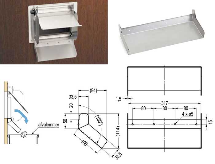 RVS afvalklep voor meubelbouw of pantry
